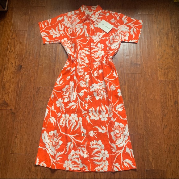 Mara Hoffman Hemp Shirtdress in Orange Floral - Fits M/L - Picture 11 of 12